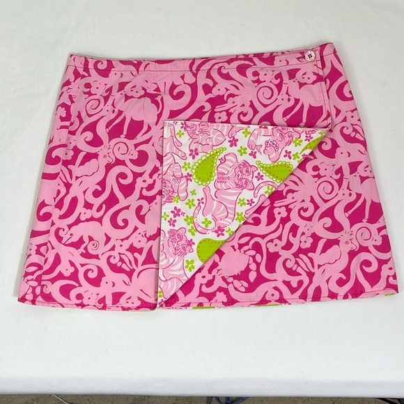 Vintage Lilly Pulitzer Reversible Wrap Mini Skirt - Retired Prints - Picture 1 of 11